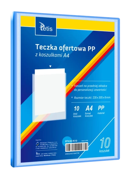 Teczka ofertowa A4 PP + 10 koszulek niebieska - Tetis