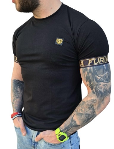Koszulka czarna z taśmą małe logo Furia