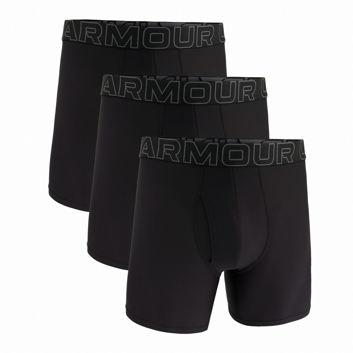 Męskie bokserki Under Armour UA Performance Tech Mesh - Solid 6in 3PK Rozmiar: M / Kolor: czarny
