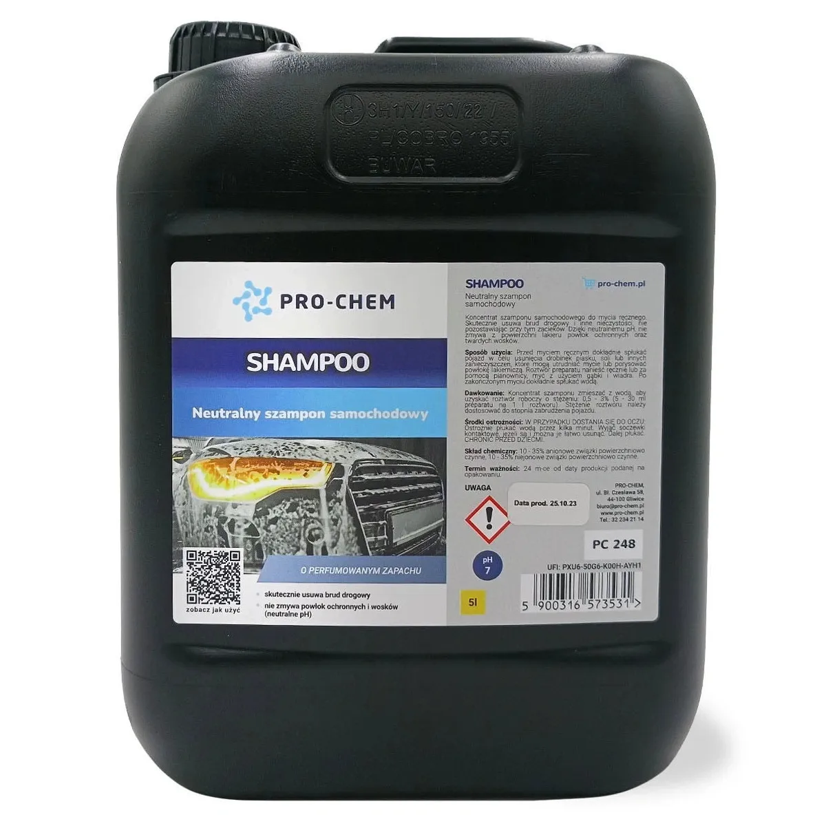 Szampon samochodowy o neutralnym pH PRO-CHEM SHAMPOO - Perfumowany 5 l PC248