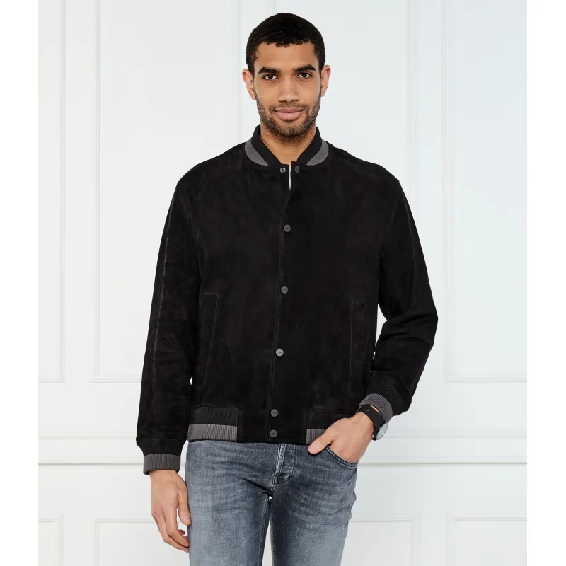 HUGO Skórzana kurtka bomber Ledam Loose fit