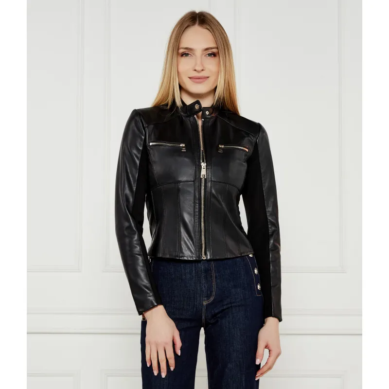 Liu Jo Skórzana kurtka Slim Fit