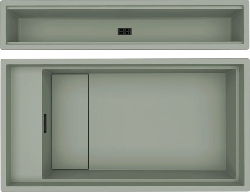 ELLECI zlew DIALOGO 360 + CANALE sage green K82 KERATEK (LKD36082BKM+LKDC8682BKM)