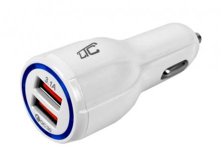 Ładowarka samochodowa LTC Quick Charger 2 x USB QC 3.0 biała LXLAD14
