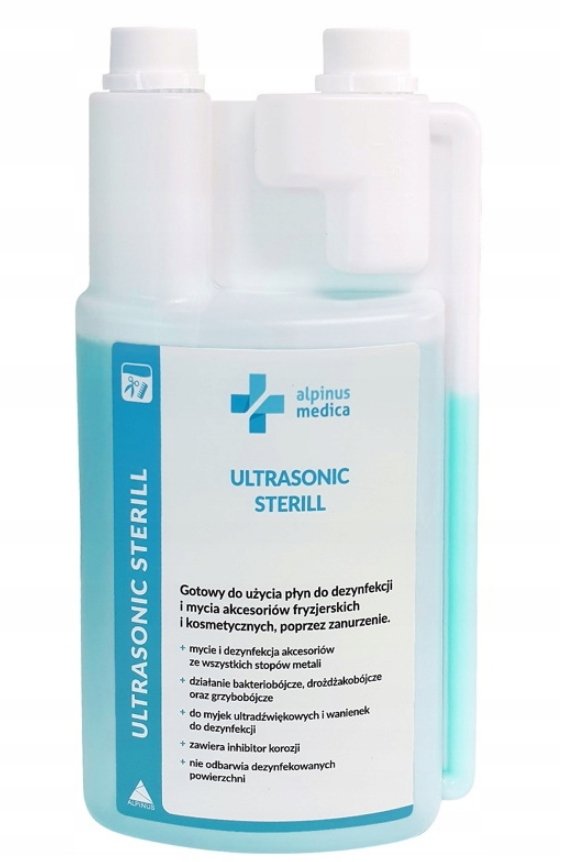 ALPINUS PŁYN DO MYCIA I DEZYNFEKCJI AKCESORII KOSMETYCZNYCH Ultrasonic 1L