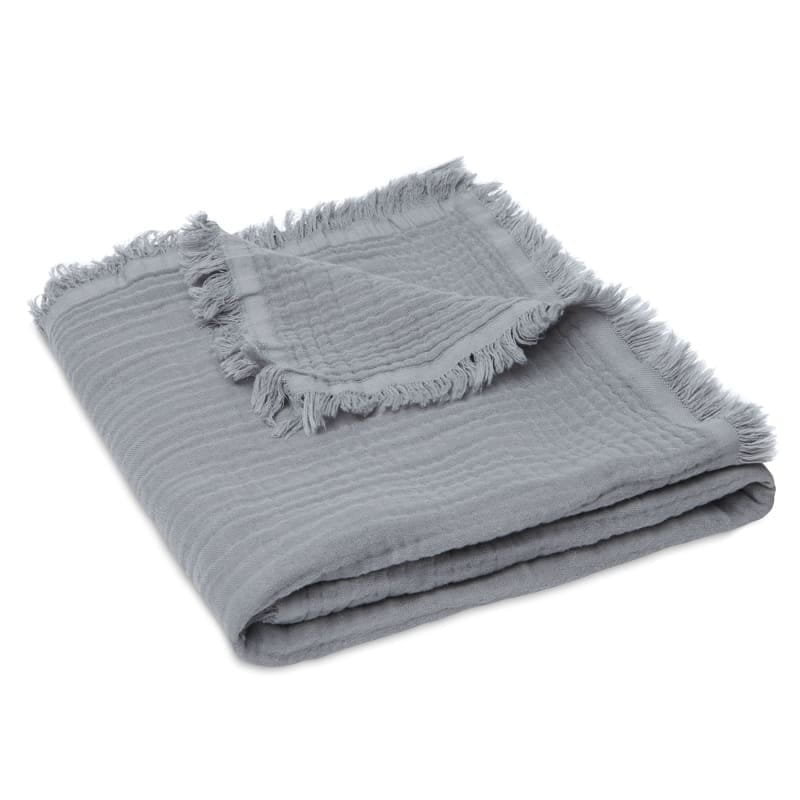 Jollein - Kocyk Muślinowy Fringe 120 X 120 Cm Storm Grey
