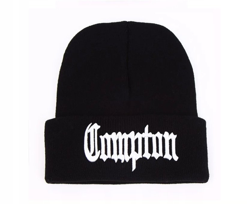 Czapka COMPTON zimowa jesienna wiosenna CZARNA UNISEX Super miła HAFT