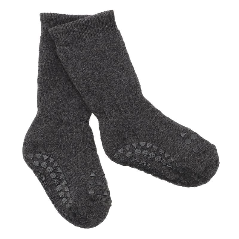 Gobabygo - Antypoślizgowe Skarpetki Do Nauki Chodzenia Dark Grey Melange 1-2 Lat