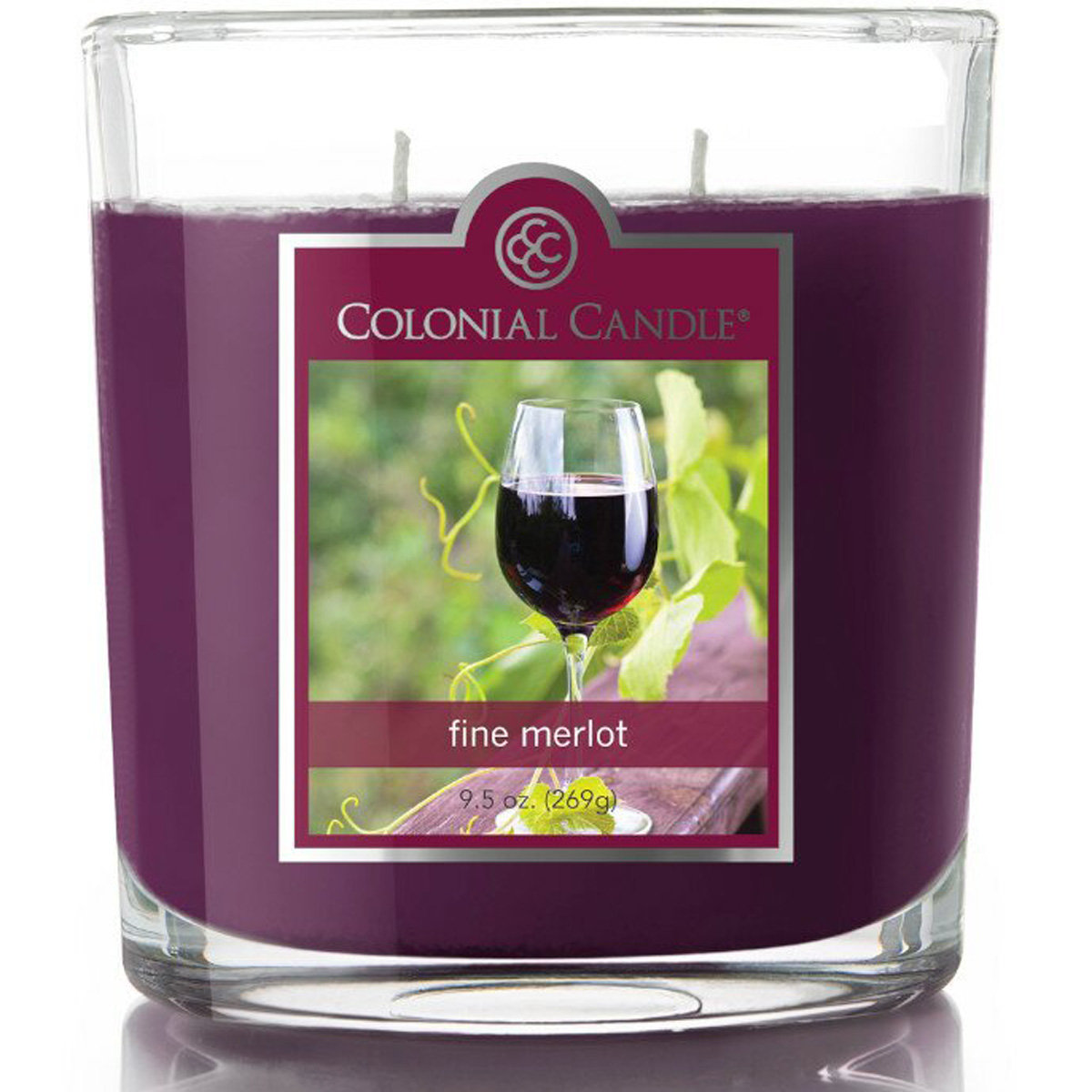 Świeca zapachowa sojowa w szkle 2 knoty Colonial Candle 269 g - Czerwone wino Fine Merlot