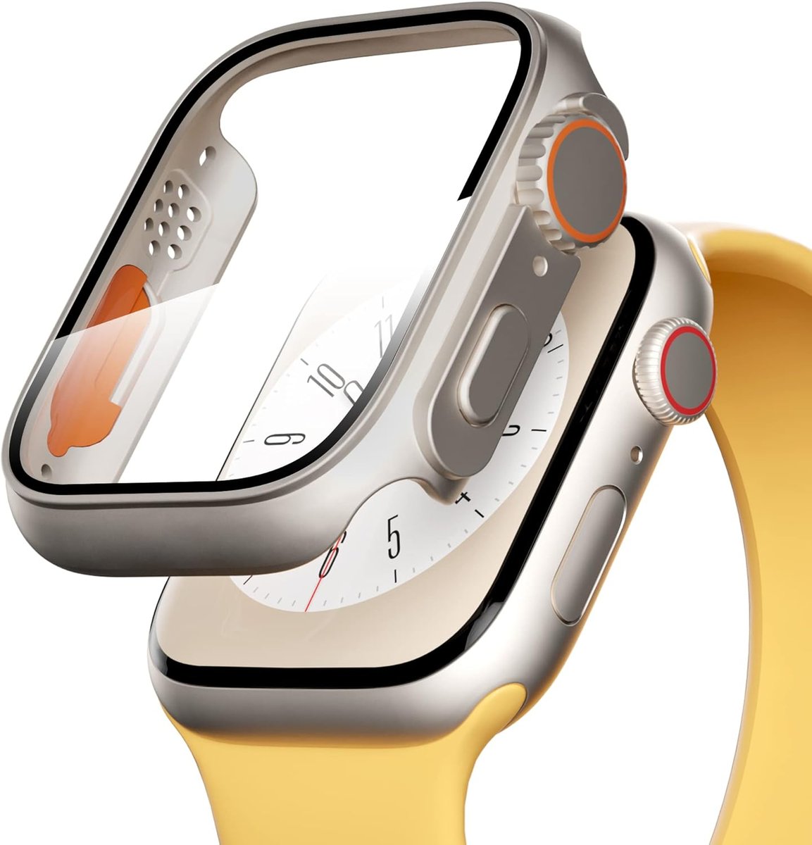 ETUI APPLE WATCH 7/8/9 45mm SREBRNE WYSOKA OCHRONA WYTRZYMAŁE SOLIDNE