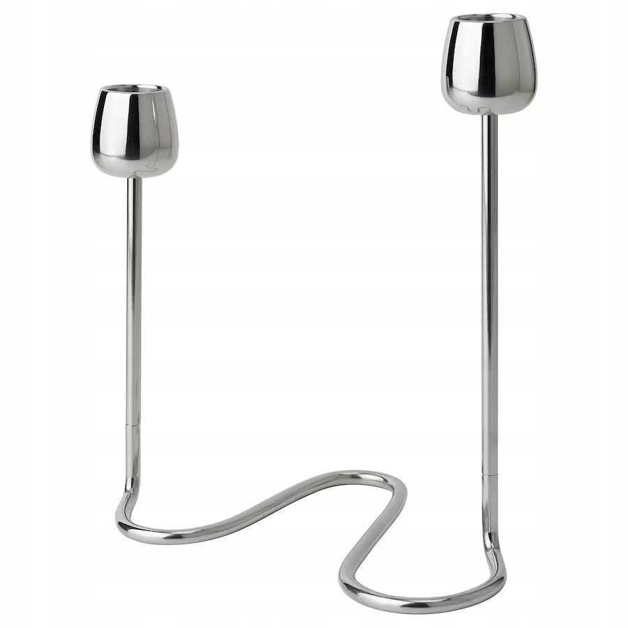 IKEA SILVERPARON Świecznik na 2 świece, srebrny, 20 cm