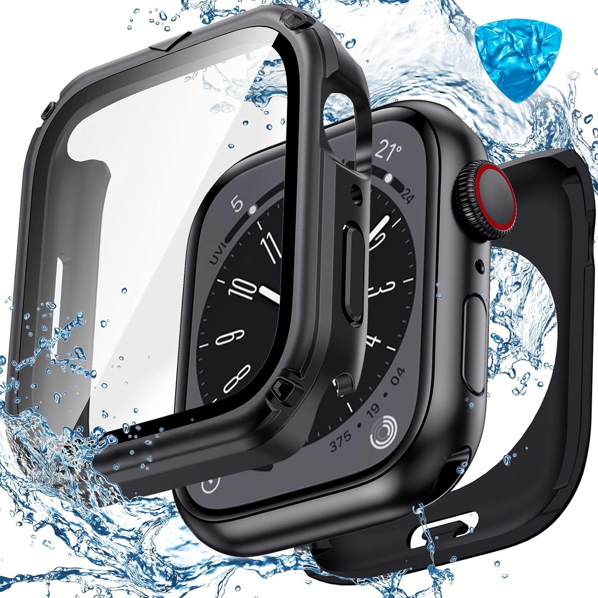 ETUI APPLE IWATCH SERII 7/8/9 45mm CZARNE OCHRONA EKRANU WYTZRYMAŁE