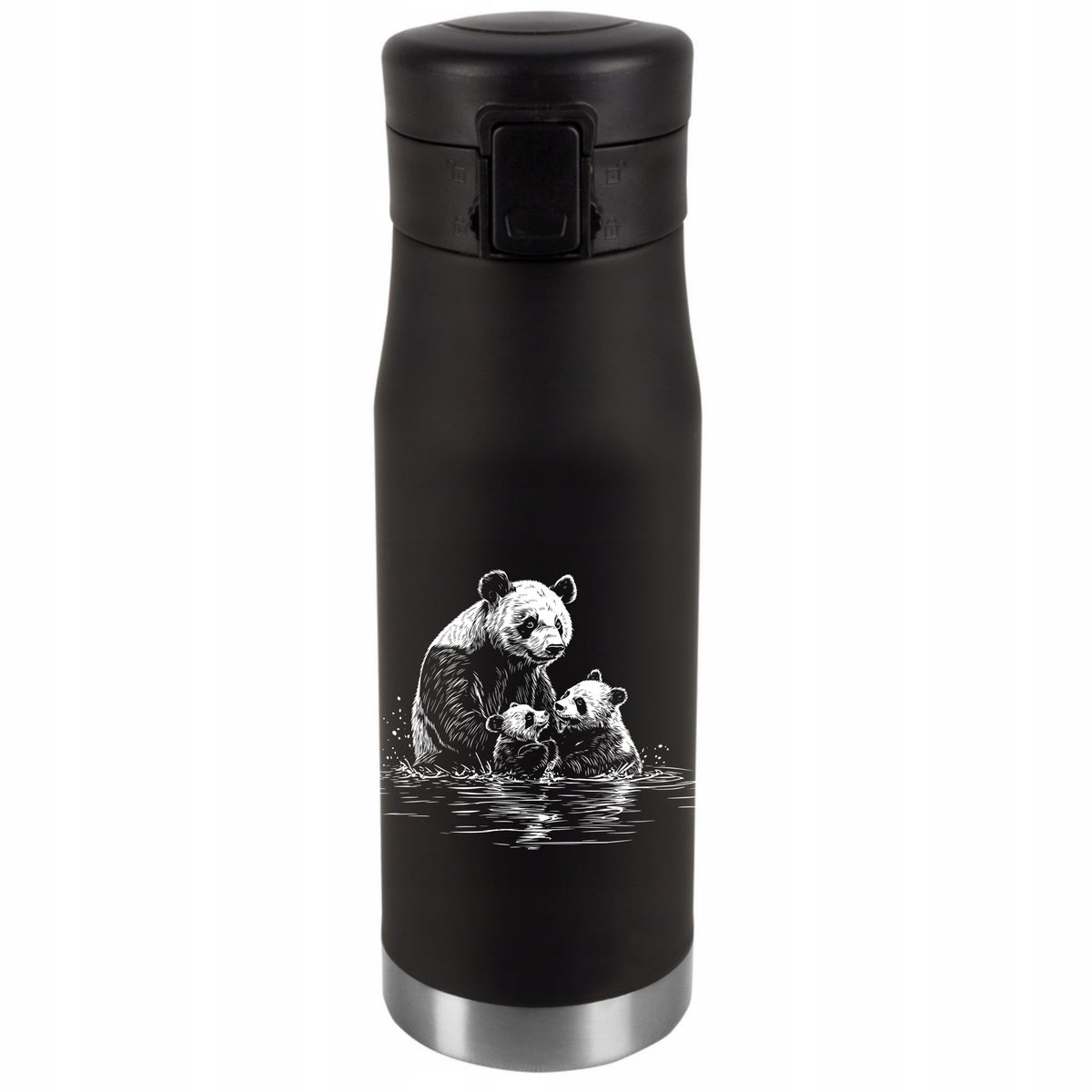 Kubek Termiczny Personalizacja Prezent Imieniny Urodziny Srebrny PANDA 059