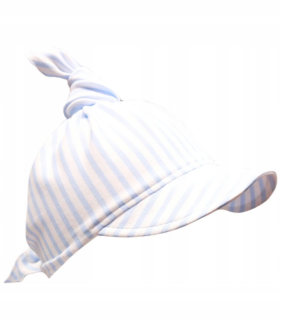 CHUSTKA Z DASZKIEM czapka lato Paski BŁĘKITne KLEKLE