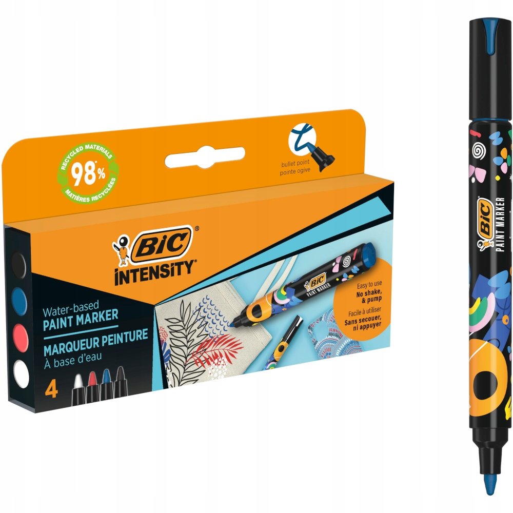 BIC INTENSITY MARKERY AKRYLOWE ZESTAW x4 WODOODPORNE PISAKI MAZAKI Z FARBĄ