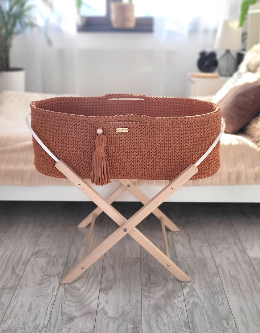 Kosz Mojżesza Boho Handmade Ze Stojakiem - Terracotta