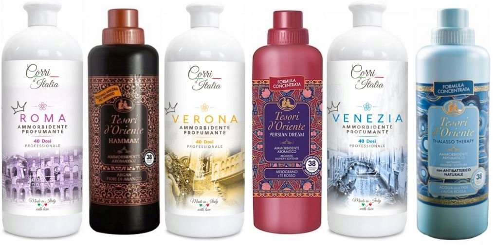 ZESTAW 6 PIĘKNYCH PŁYNÓW CORRI d`ITALIA oraz TESORI d`ORIENTE H