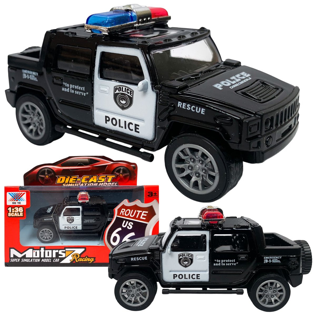 Samochód metalowy auto policyjne policja radiowóz autko model w skali 1:36.