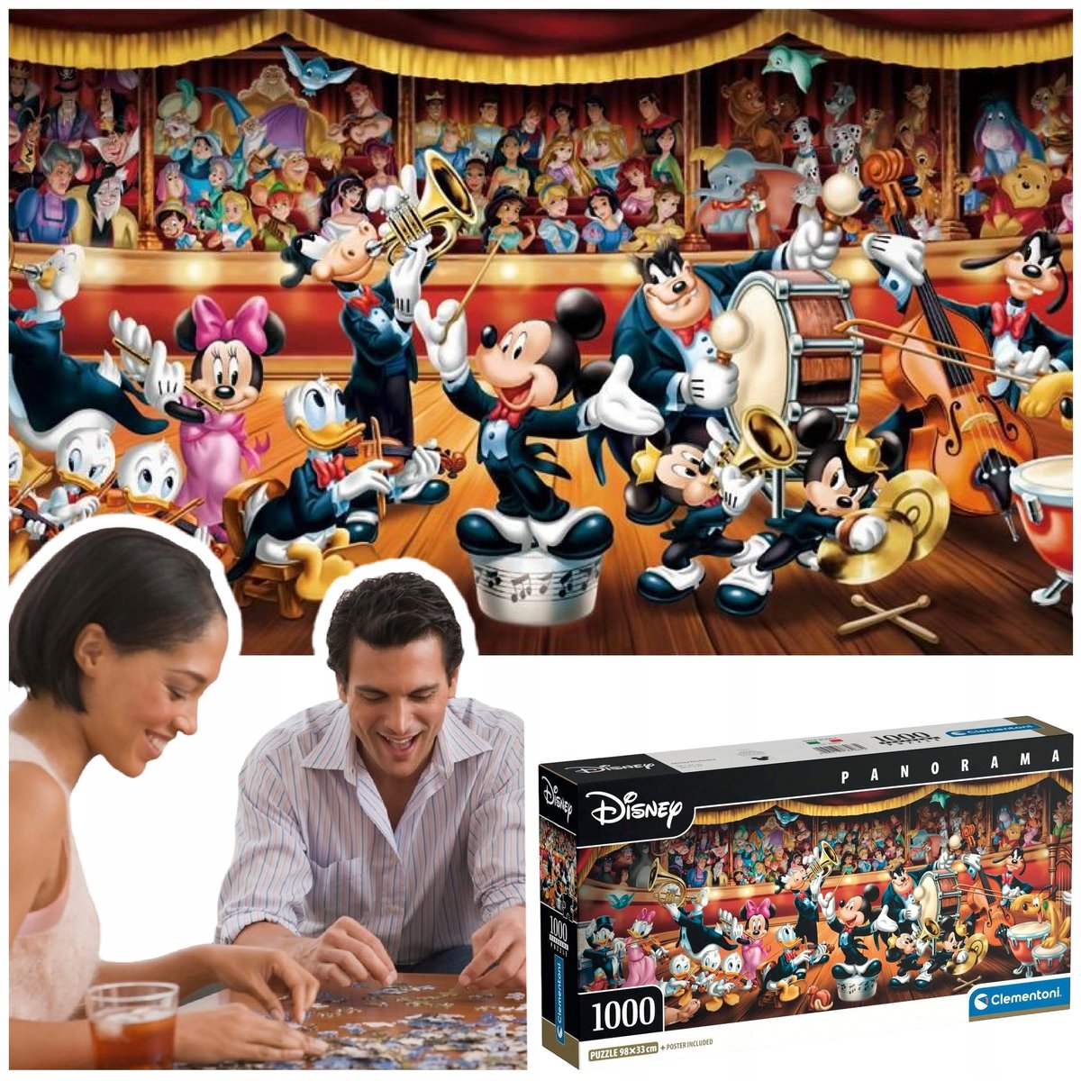 Puzzle Disney myszka miki orkiestra panoramiczne panorama 1000 clementoni