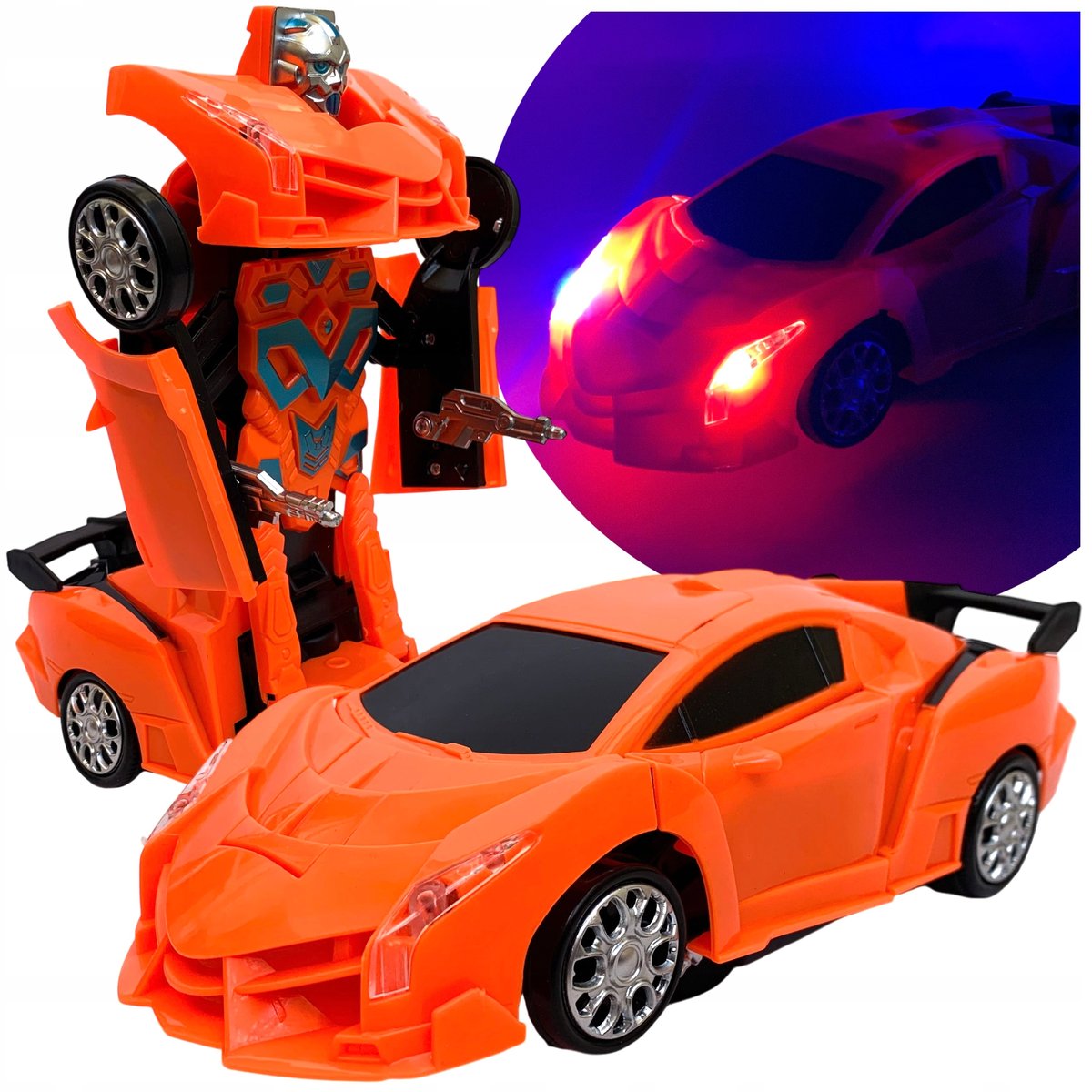 Samochód na baterie robot jeżdżący z dźwiękiem świecący auto sportowe autko