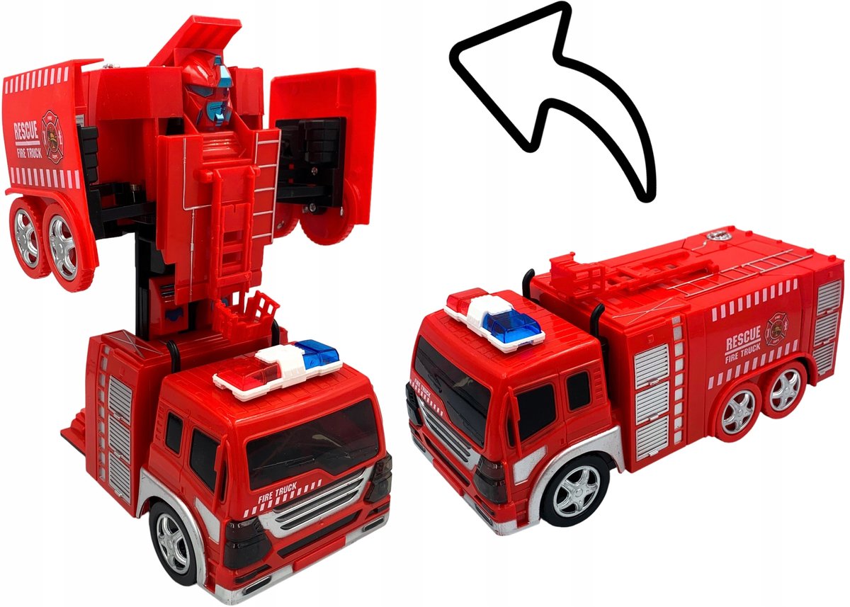 Auto robot na baterie przemienia się straż pożarna