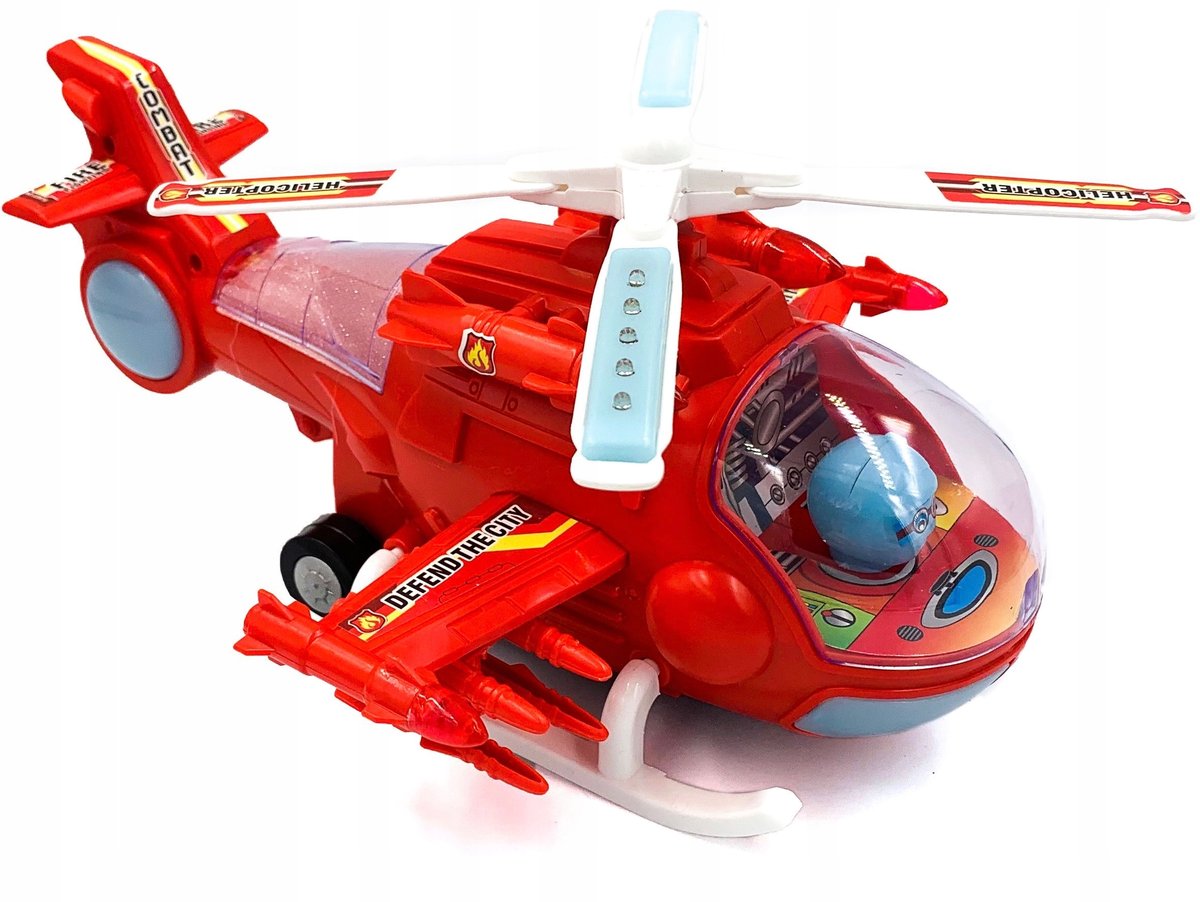 Helikopter pożarniczy strażacki na baterie świeci
