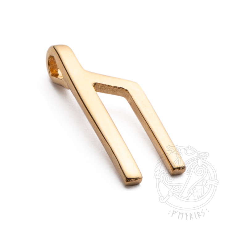 Zawieszka z runą URUZ / UR złocona starszy Futhark