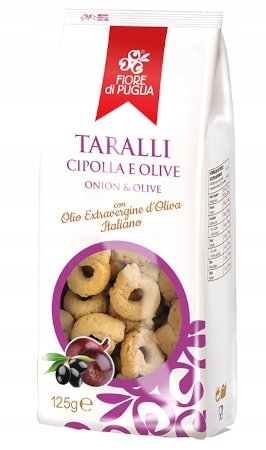 Taralli Fiore di Puglia oliwki i cebula przekąska