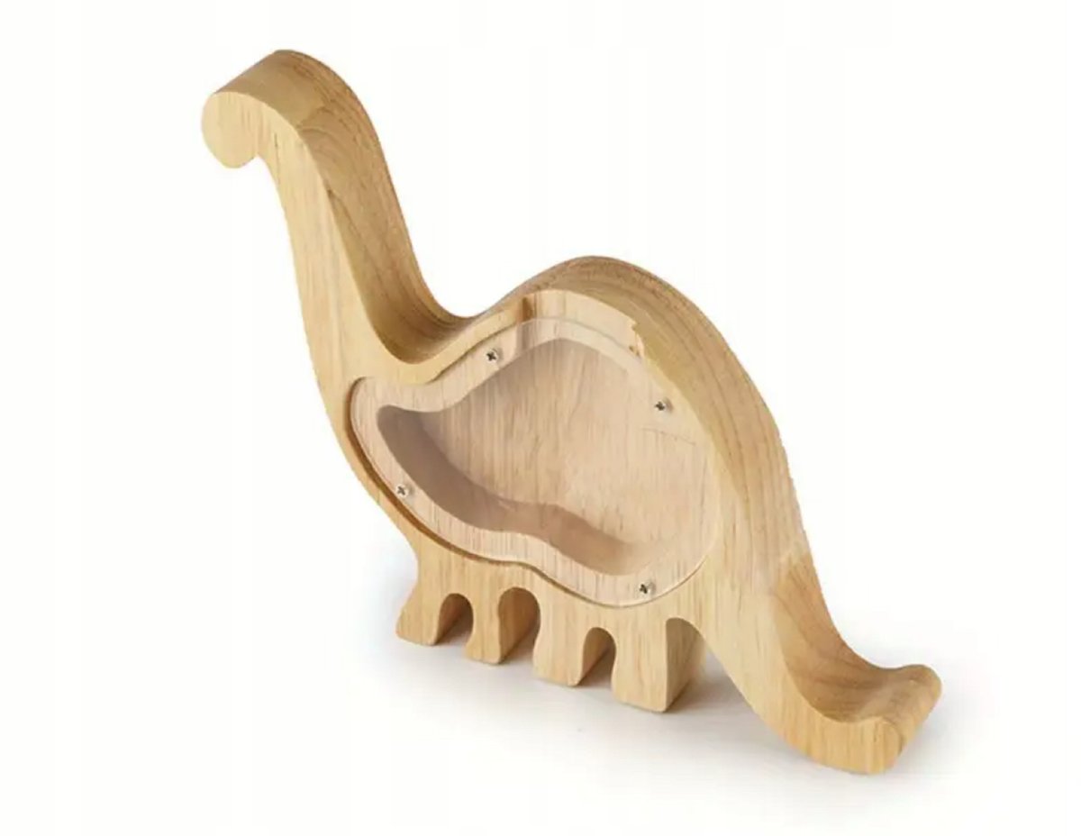 Skarbona DINOZAUR drewniana naturalne drewno super na prezent Świnka