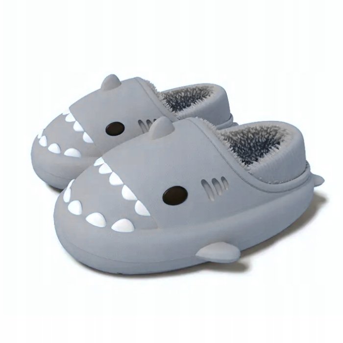 KAPCIE DOMOWE PLUSZOWE REKINY OCIEPLANE LACZKI SHARK 44-45 SZARE