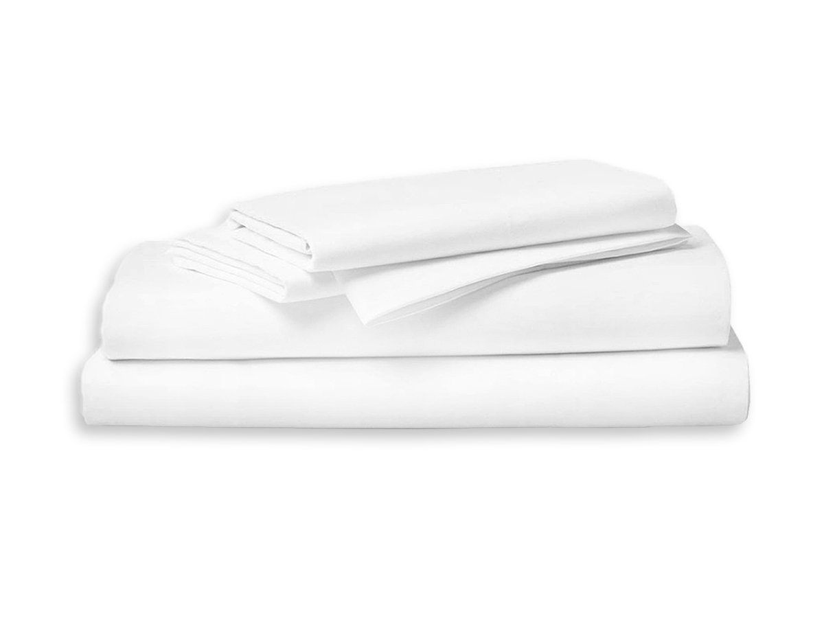 Prześcieradło bawełniane hotelowe 160 x 260 bez gumki kolor gładki biały