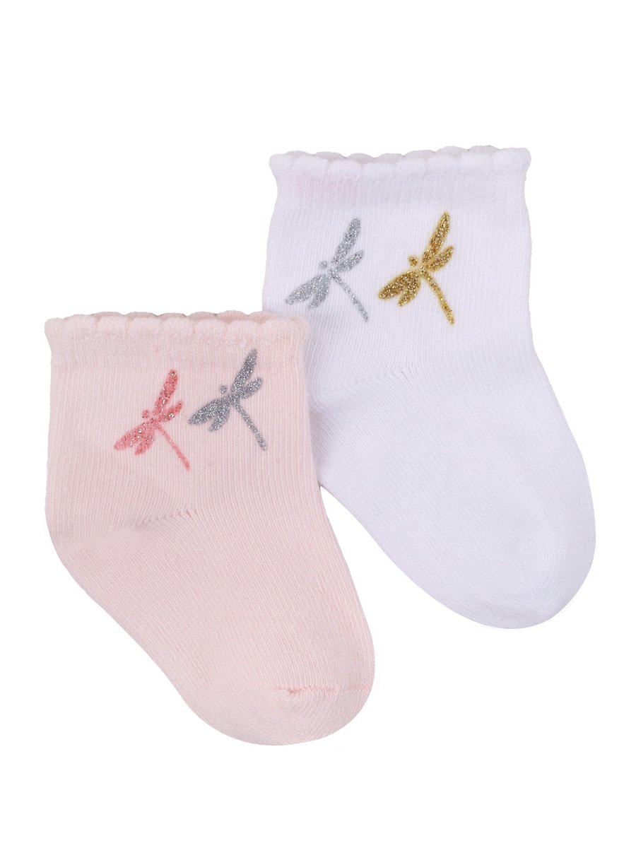 Skarpety niemowlęce bawełniane dziewczęce z ważkami 2PAK 0-6 miesięcy YOCLUB