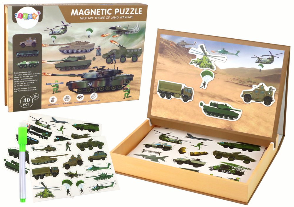 EDUKACYJNY ZESTAW PUZZLI MAGNETYCZNYCH Z MOTYWEM WOJNY