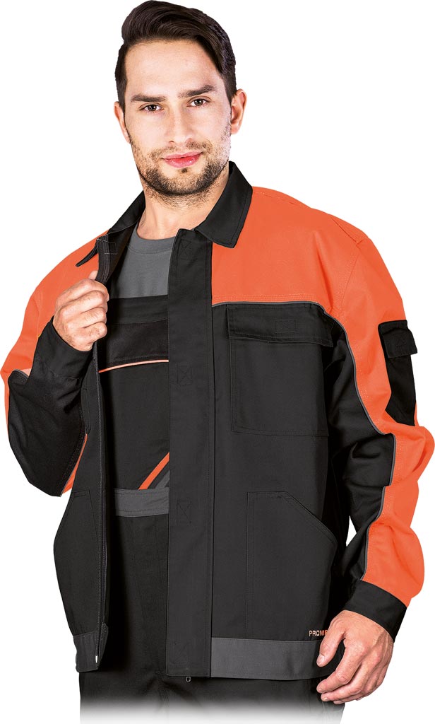 BLUZA OCHRONNA REIS PRO-J; CZARNO-POMARAŃCZOWO-SZARY (M)