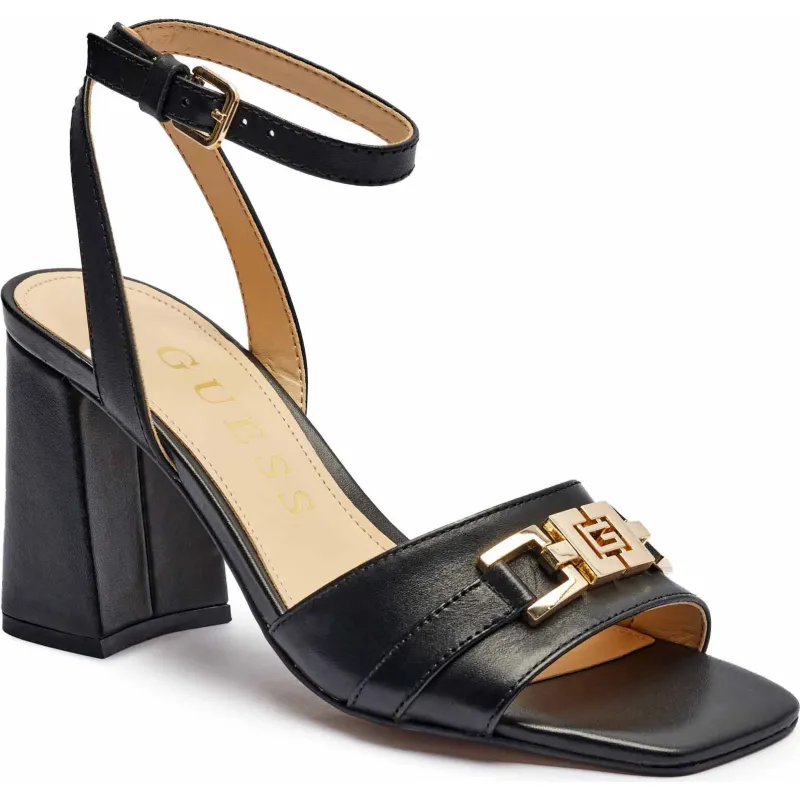 Guess Skórzane sandały na słupku GRATO