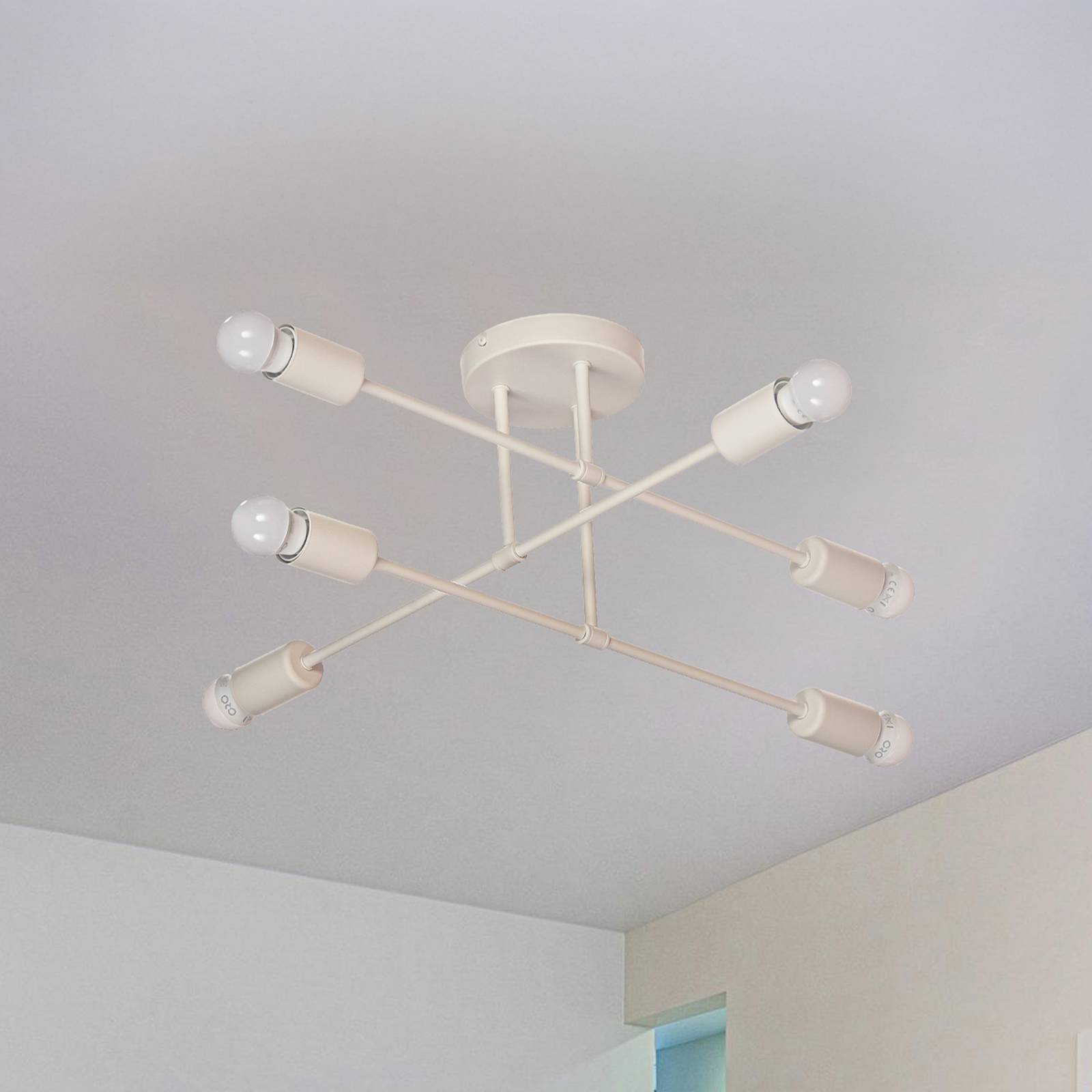 HELAM Lampa sufitowa Cambridge, 6-punktowa, kolor piaskowy, metalowa