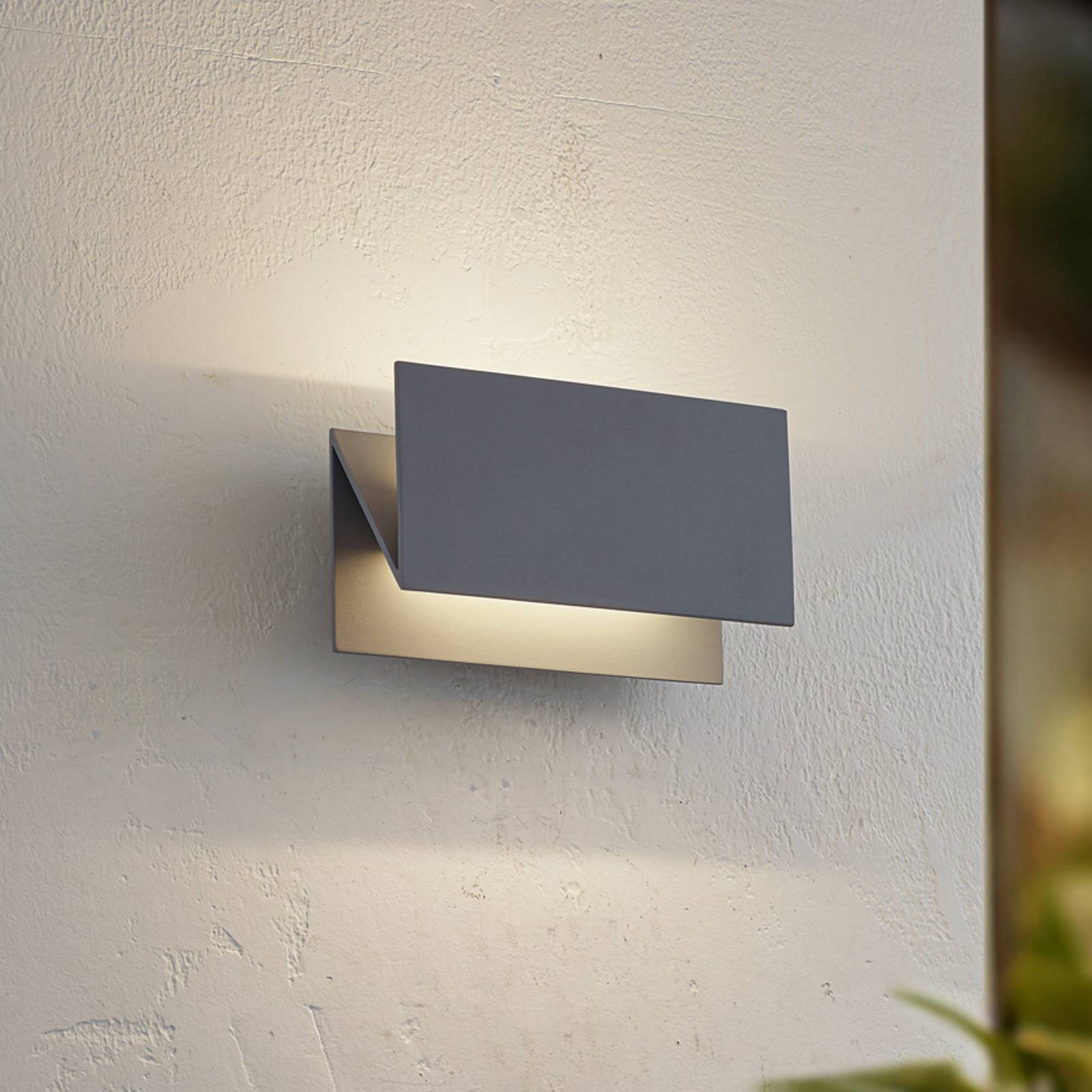 Lucande kinkiet zewnętrzny LED Meja, szary, aluminium, 27cm, IP54