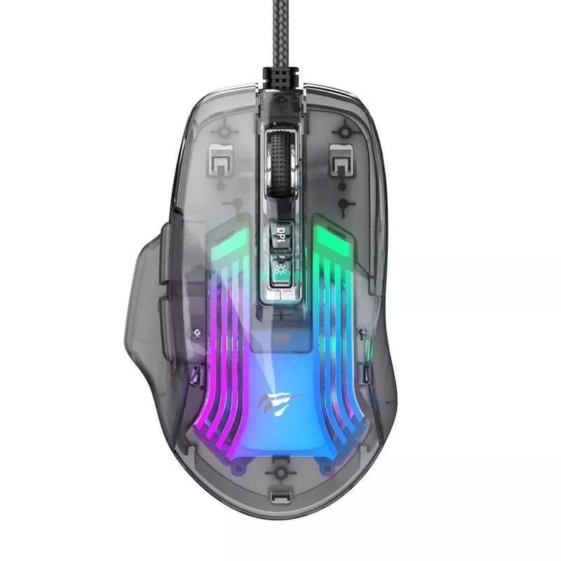 Havit MS1011SE RGB 7200 DPI Transparentna/Czarna