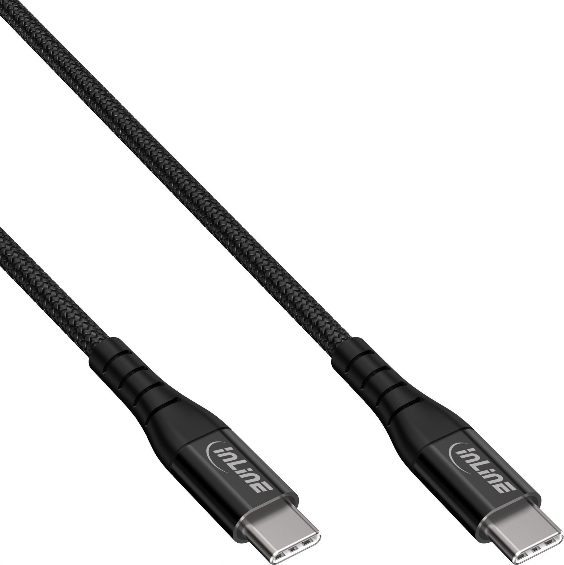Kabel USB InLine InLine® USB 2.0 cable, USB-C male/male 100W quick charger cable, textile black, 2m