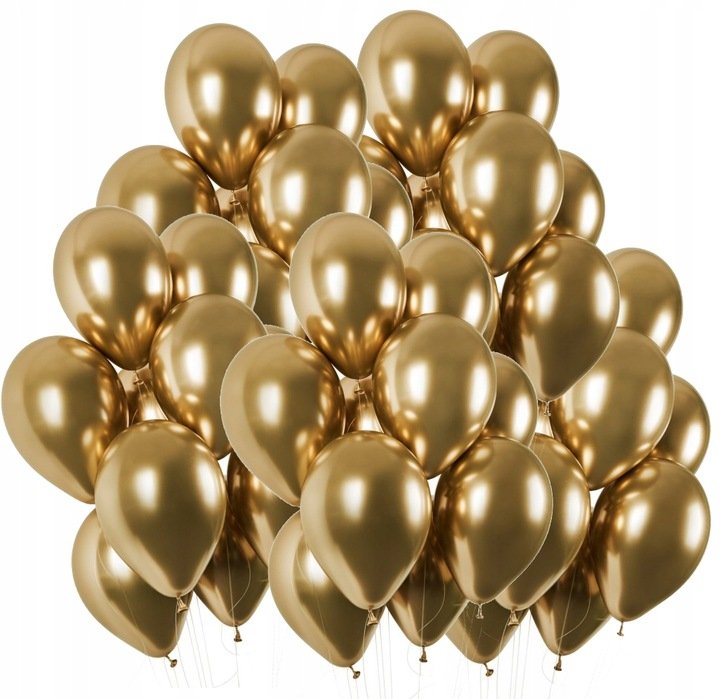 BALONY ZŁOTE CHROM SHINY GLOSSY GOLD ŚLUB WESELE 40 szt