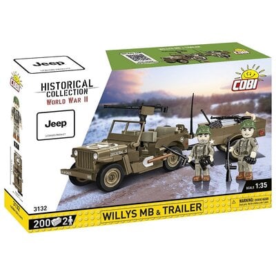 Klocki plastikowe COBI Historical Collection World War II Willys MB & Trailer COBI-3132