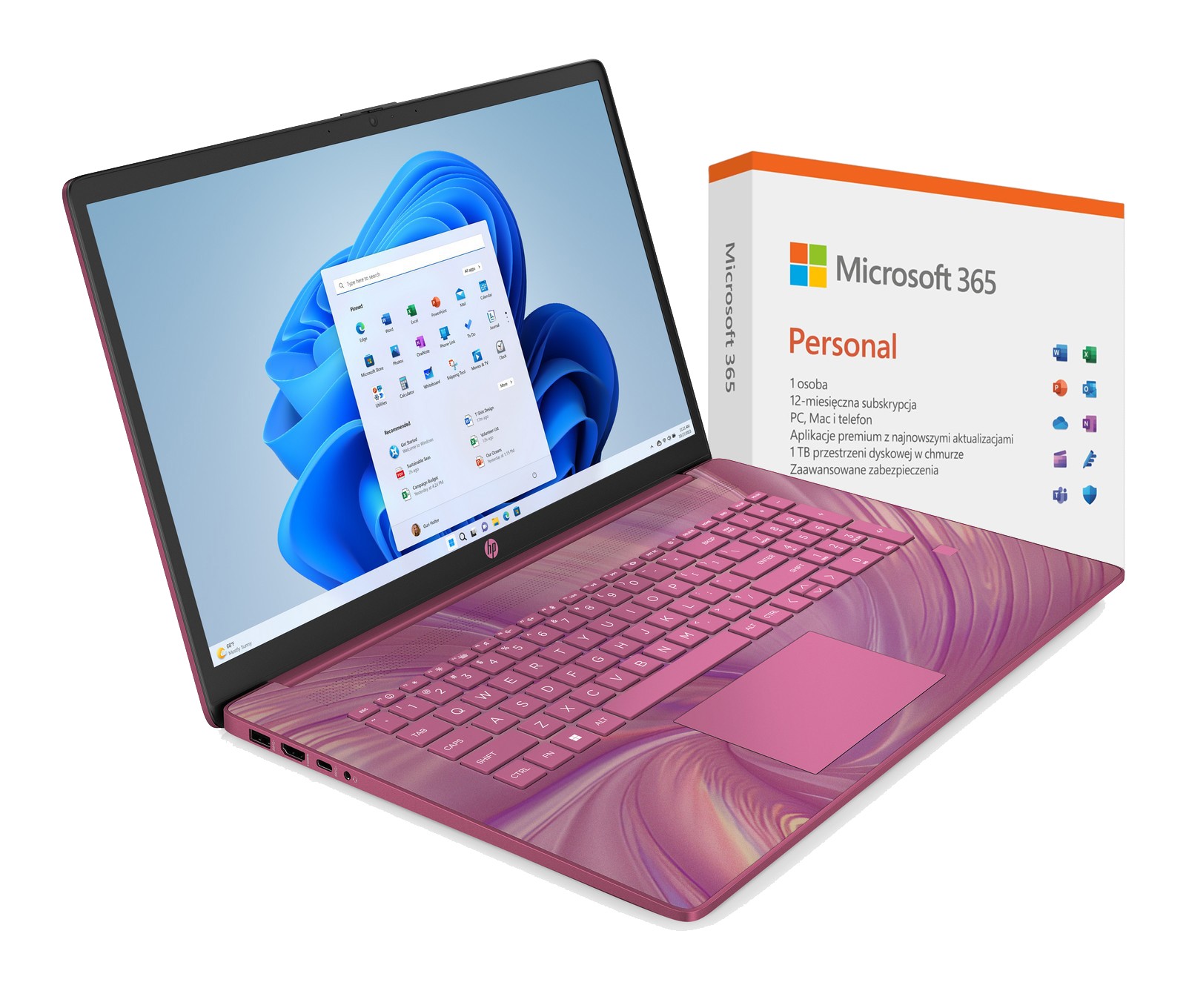 HP 17-cn0114ds / OFFICE 365 1y / A9FB2UA / Intel N4120 / 4GB / SSD 128GB / Intel UHD / HD+ / Win 11 / Różowy