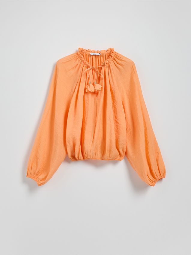 Reserved - Bluzka o kroju oversize - koralowy