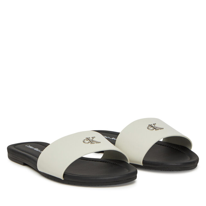 Klapki Calvin Klein Jeans Flat Sandal Slide Mg YW0YW01697 Biały