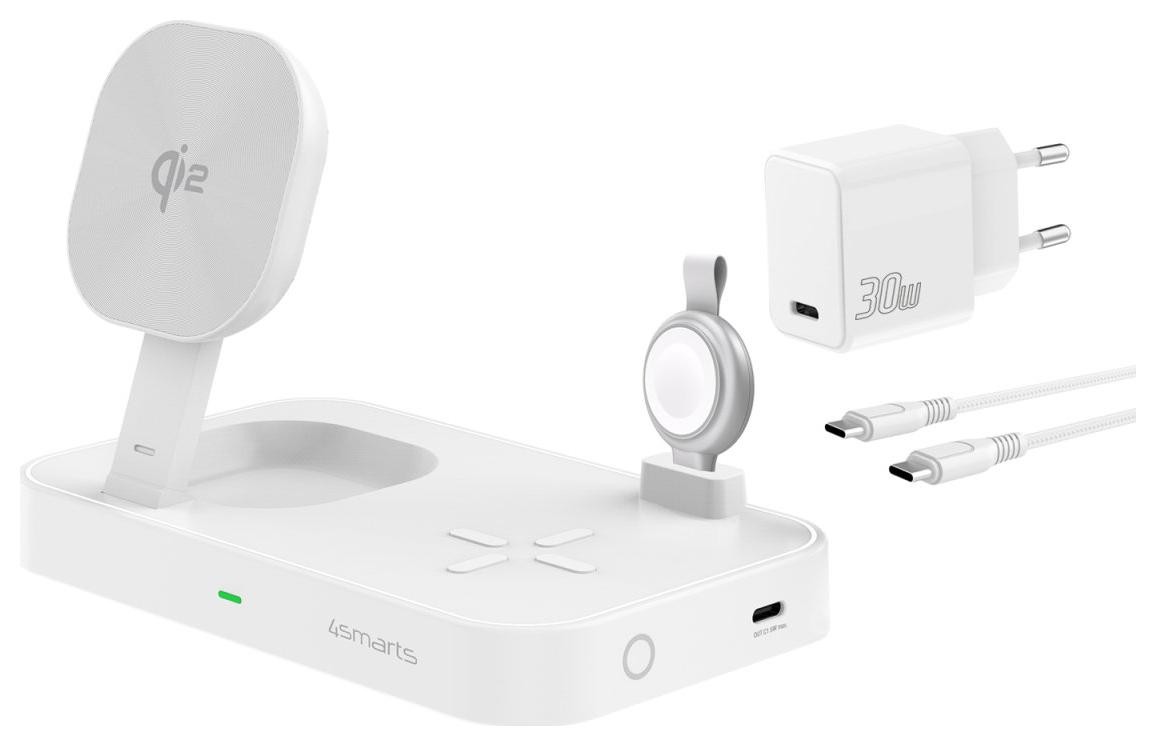 4smarts Qi2 Trident z szybką ładowarką MFI do Apple Watch biały