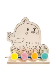 Zestaw DIY drewniania kurka z farbami