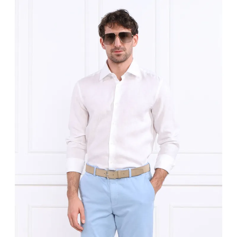 BOSS BLACK Lniana koszula H-HANK-kent-C1-214 Slim Fit