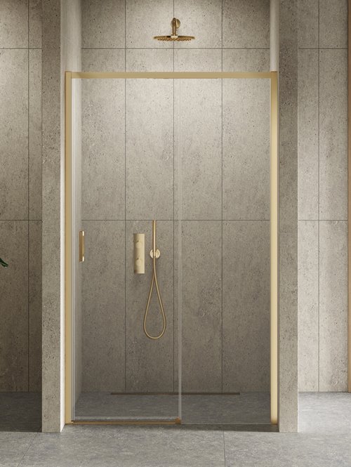 Drzwi prysznicowe rozsuwane prawe kolor złoty szczotkowany 120 cm D-0789A Prime New Trendy Gold Brushed