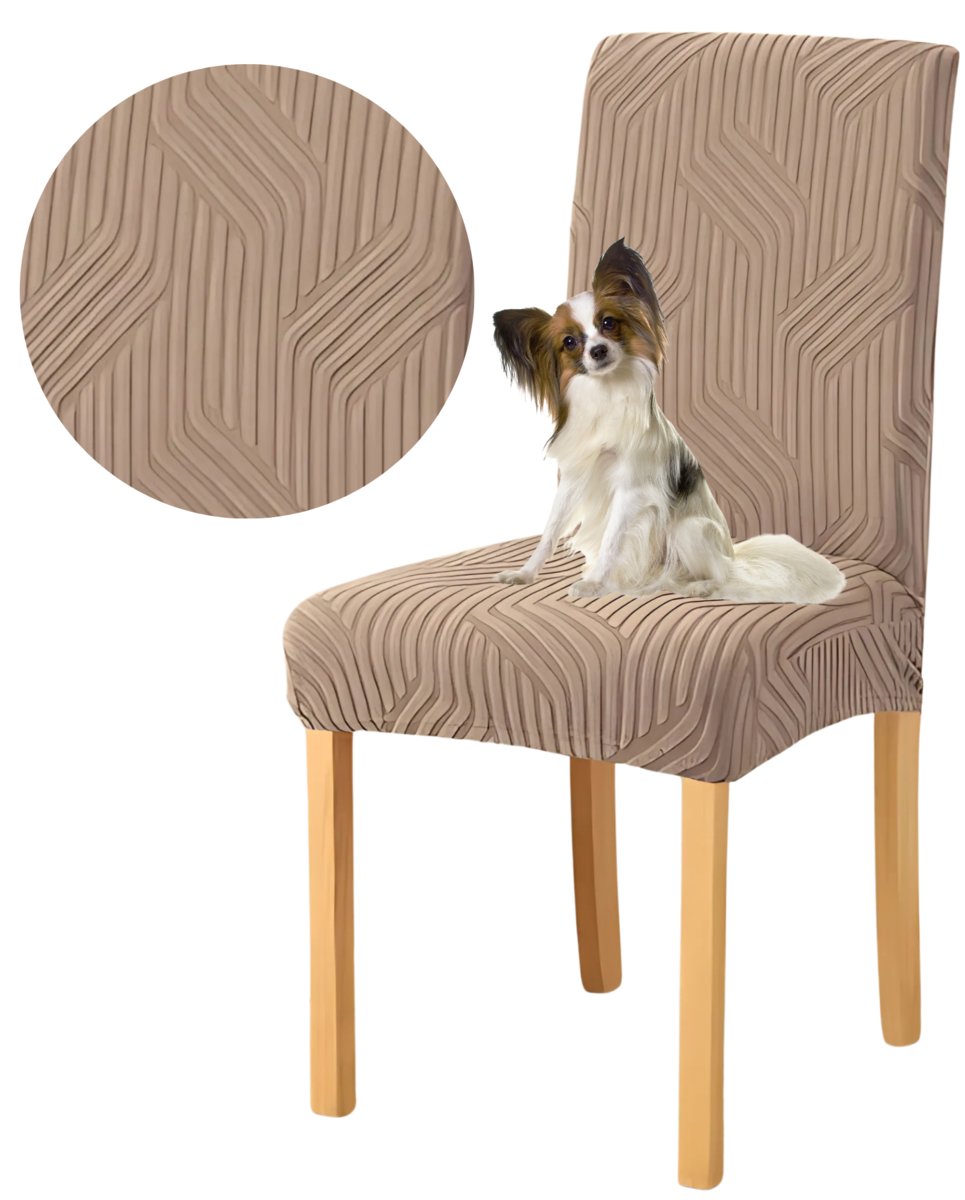 POKROWIEC NA KRZESŁO BEŻ CAPPUCCINO ŻAKARD WARKOCZ [10-Z8-CP]