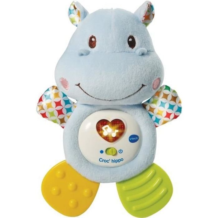 VTECH BABY - Grzechotka Croc'Hippo - Niebieski plusz z teksturą